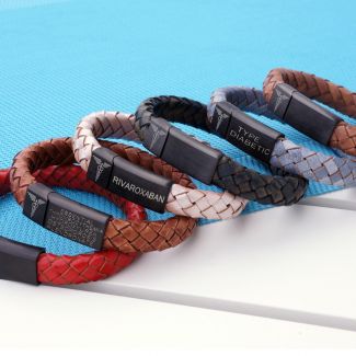 Unisex Leather and Stainless Steel Medic Bracelet 